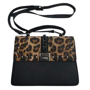 Badgley Mischka Designer black leopard crossbody 10x9.5 in Mobwife embellished